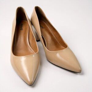 A New Day Nude Patent Block Heel Pumps Size 12M